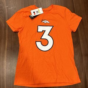 New Nike T-Shirt Women's Small #3 Russell Wilson Denver Broncos Orange